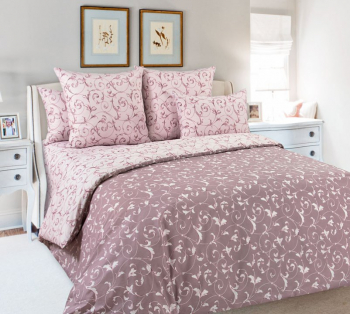 Комплект постельного белья 2-спальный с Евро простыней, перкаль (Габриэль, розовый)
